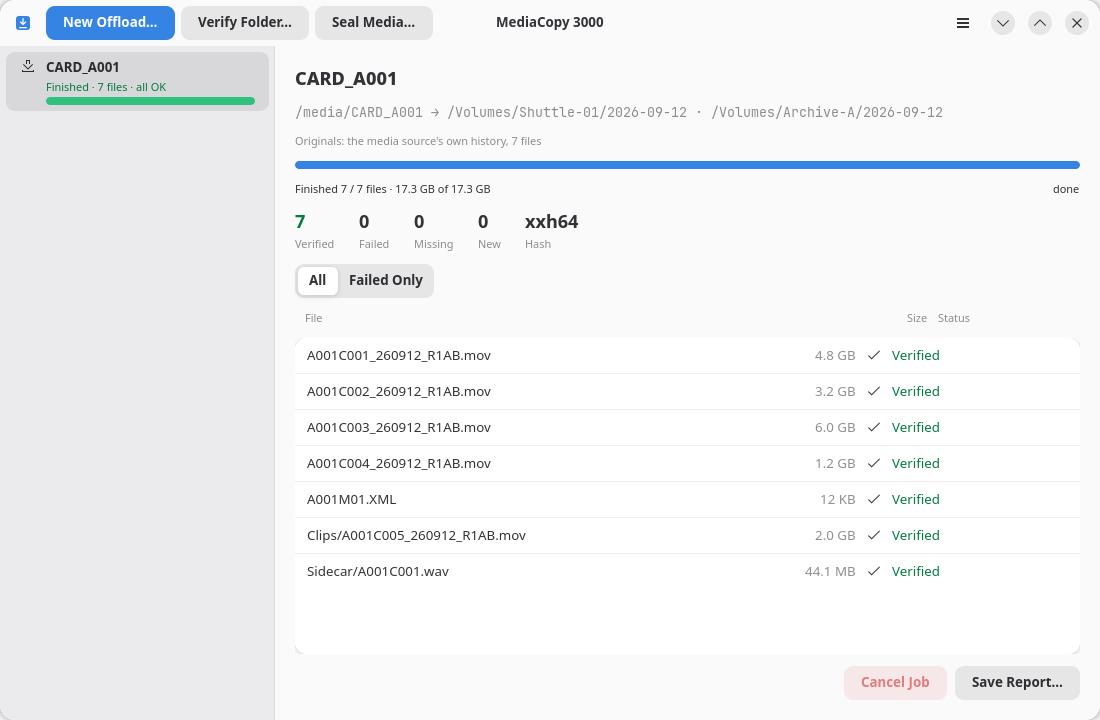 The application with all jobs finished